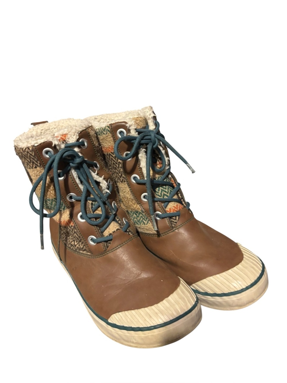 Keen Tan Striped Sherpa Lined Winter Boots Womens 8.5 - Picture 4 of 5